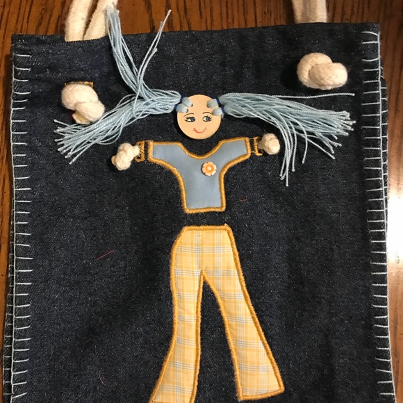 One of a kind Denim tote. Hip ponty tail girl - Picture 7 of 8